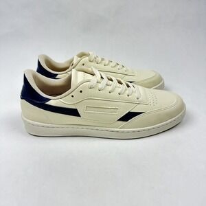 Oliver Cabell Court Sneakers Mens 9 Cream Navy Blue Italian Leather Low Top